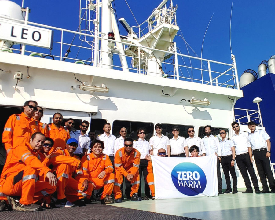 BW Leo celebrating a safety milestone onboard