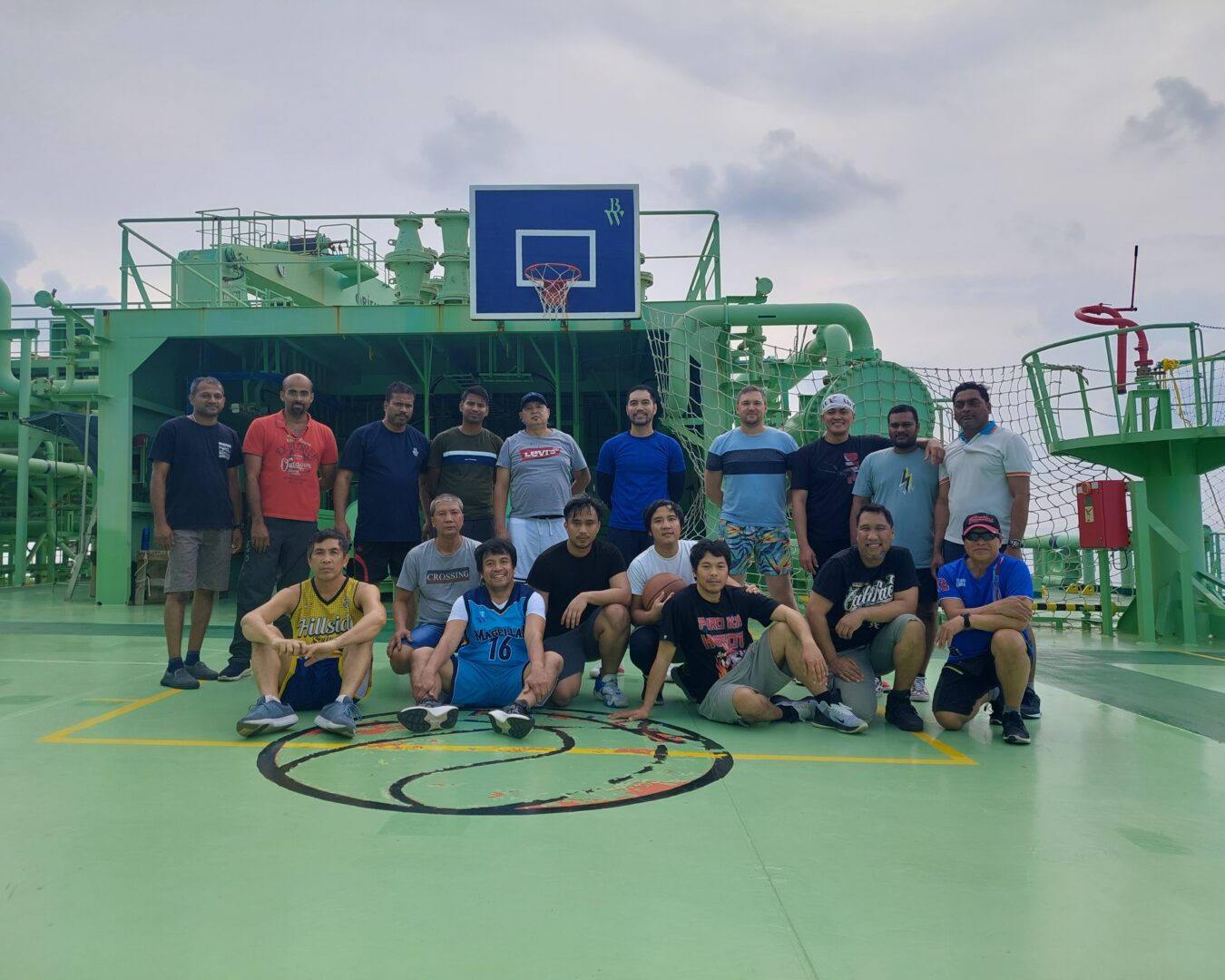 Crew onboard BW Magellan enjoying a game of basketball