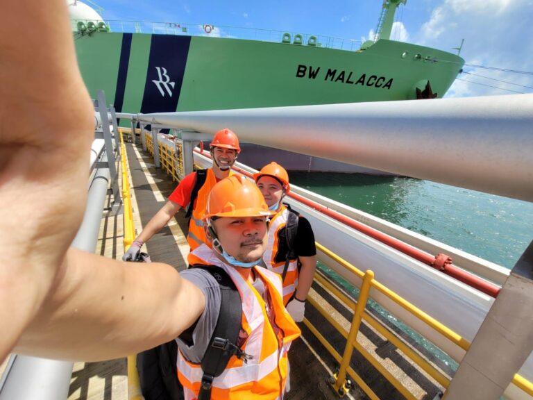 Fleet IT staff Jimmy Melican (front), Ronald Lacaden (back left) and Mark Creer (back right) visiting BW Malacca.